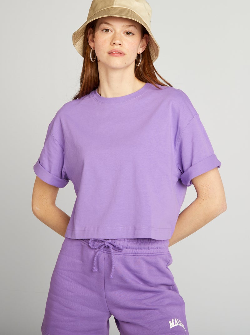 T-shirt crop top large Violet - Kiabi