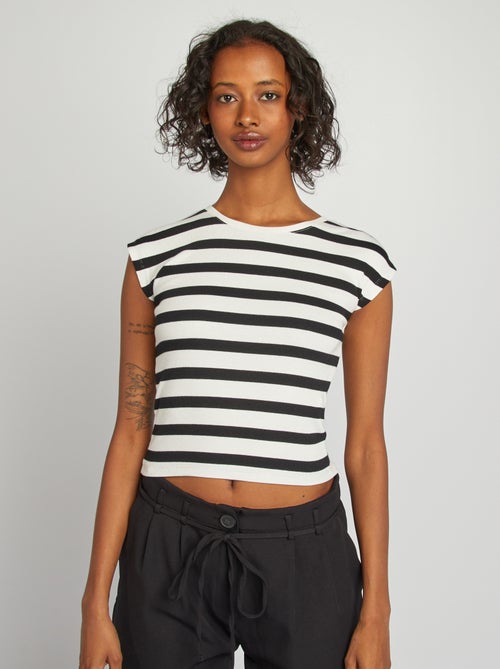 T-shirt crop top manches courtes - Kiabi