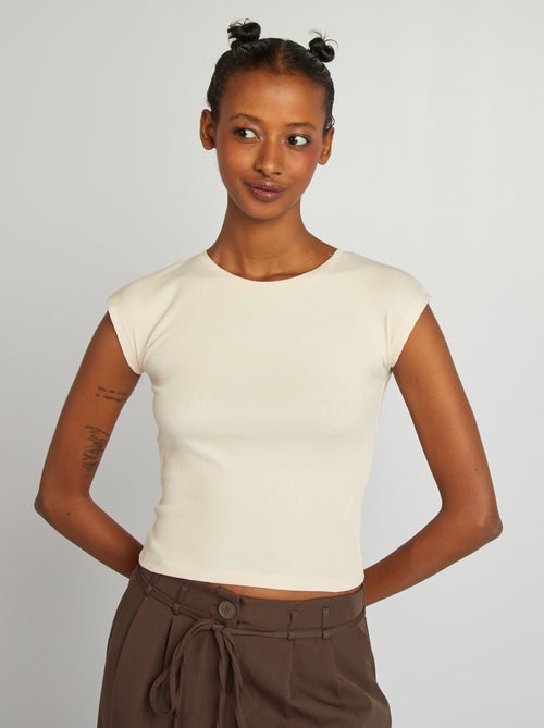 T-shirt crop top manches courtes - Kiabi