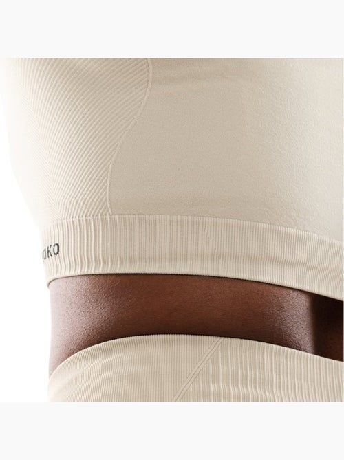 T-shirt crop top sport manches longues sans couture femme fitness femme victory - Kiabi