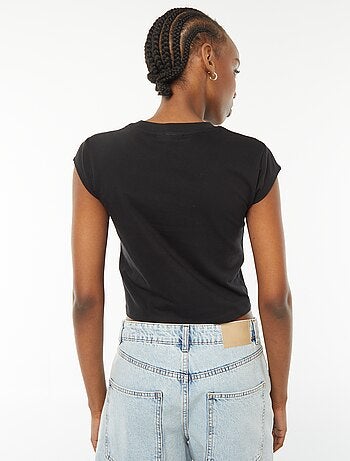 T-shirt cropped fit manches courtes imprimé 'Nirvana'