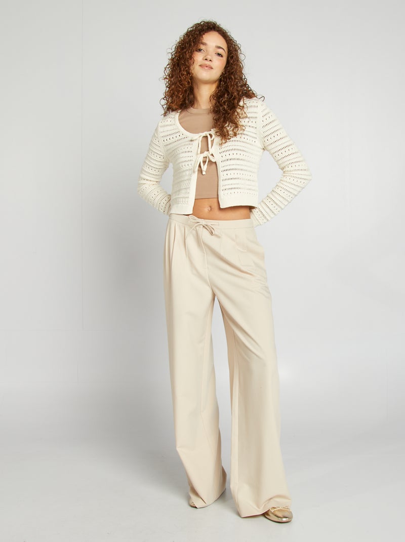 T-shirt cropped manches courtes Beige - Kiabi