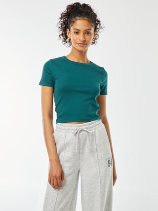 T-shirt cropped manches courtes