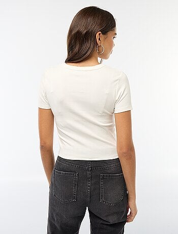 T-shirt cropped manches courtes