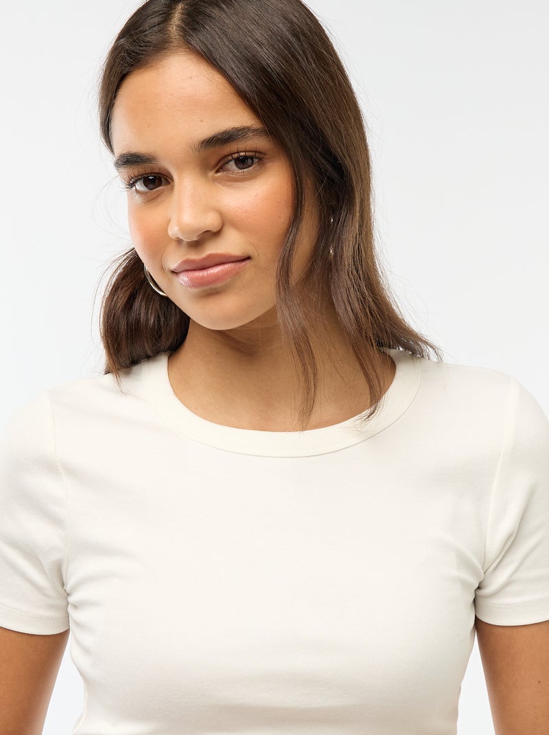 T-shirt cropped manches courtes Blanc - Kiabi