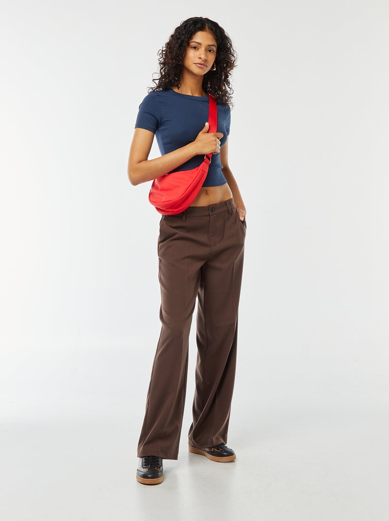 T-shirt cropped manches courtes Bleu - Kiabi