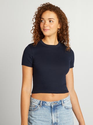 T-shirt cropped manches courtes