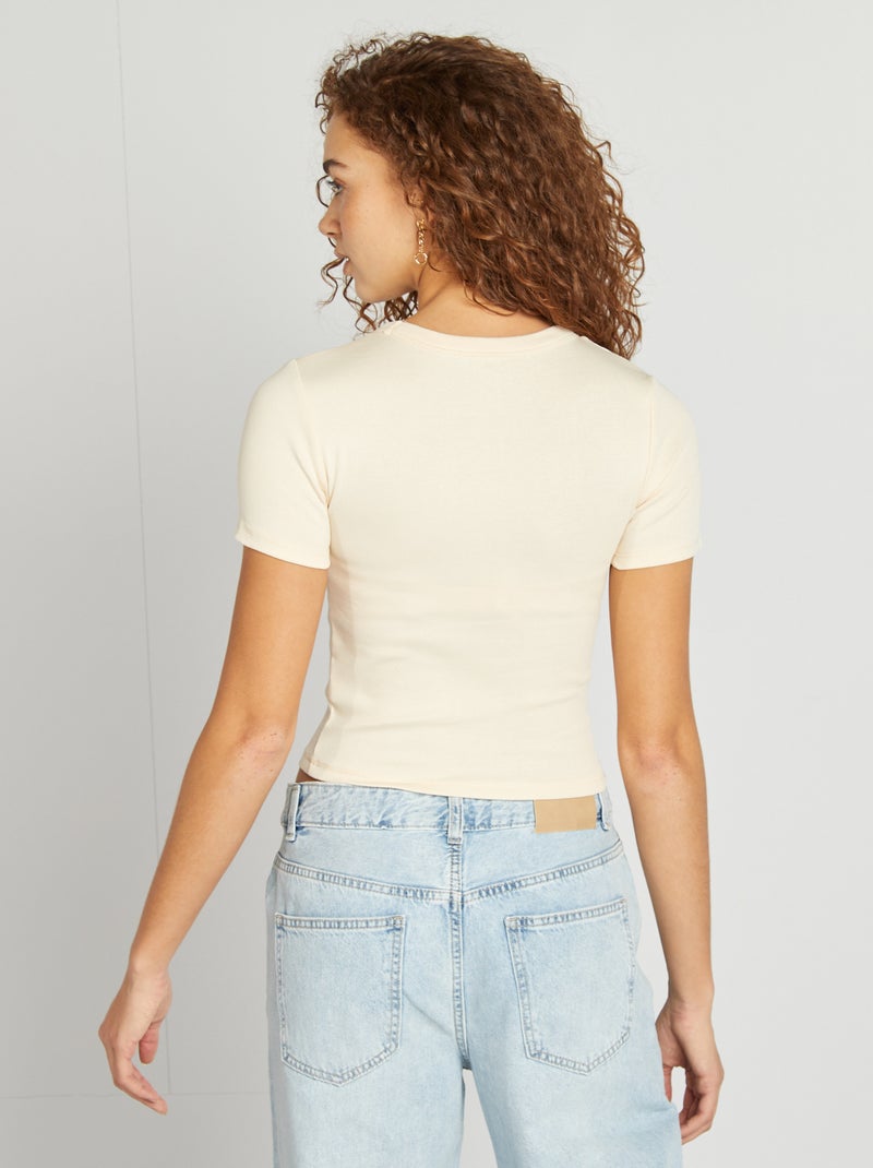 T-shirt cropped manches courtes GRIS - Kiabi