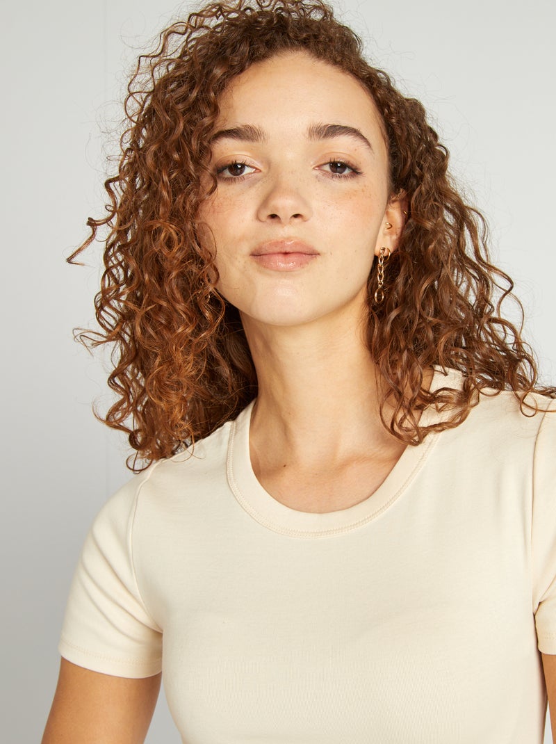 T-shirt cropped manches courtes GRIS - Kiabi