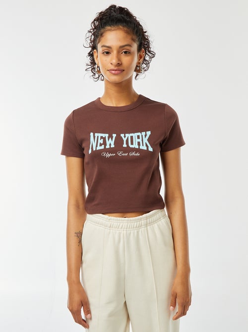 T-shirt cropped manches courtes - Kiabi