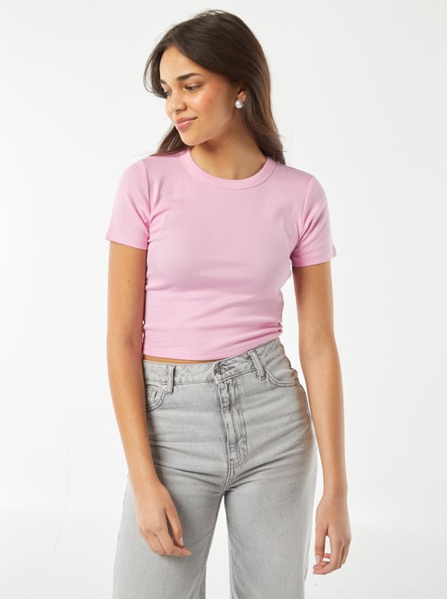 T-shirt cropped manches courtes - Kiabi