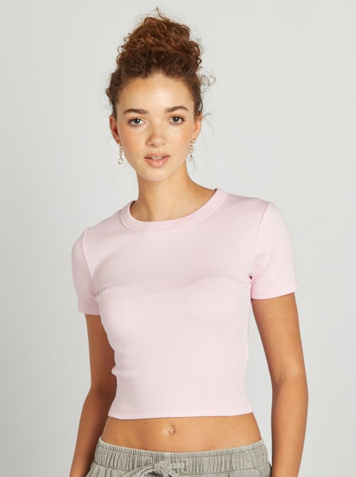 T-shirt cropped manches courtes - Kiabi