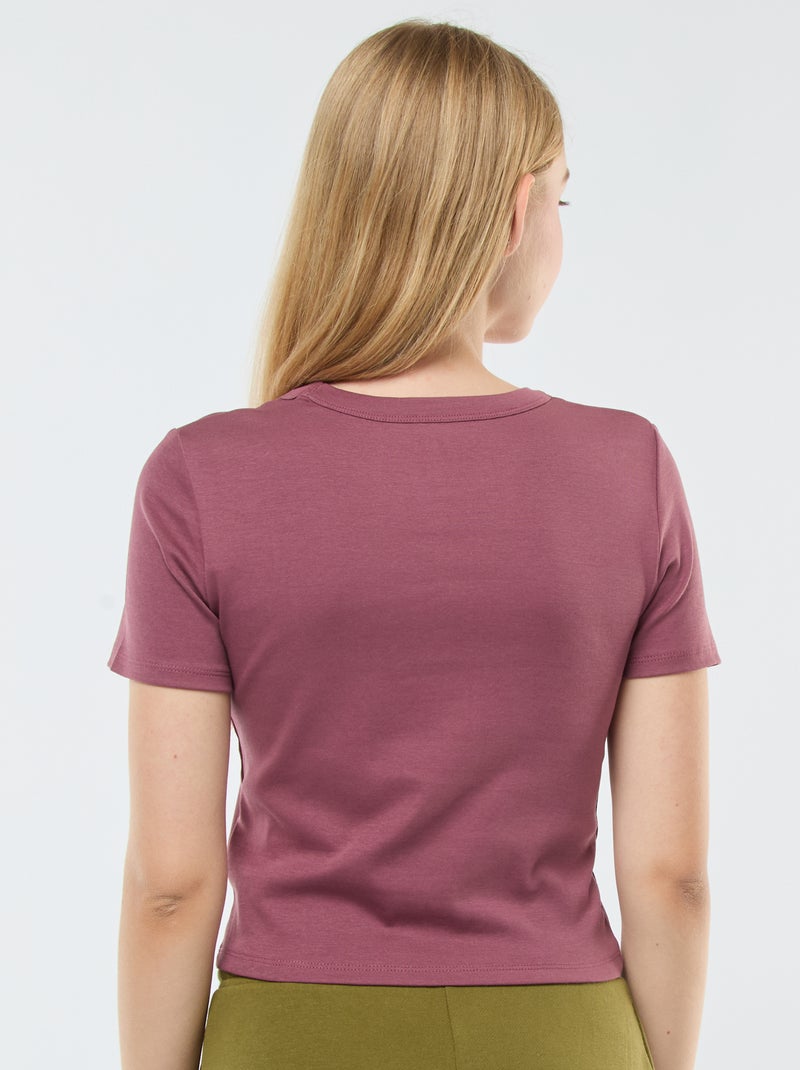 T-shirt cropped manches courtes Rose - Kiabi