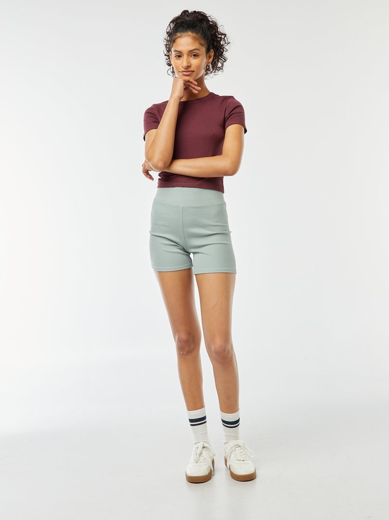 T-shirt cropped manches courtes Rouge - Kiabi