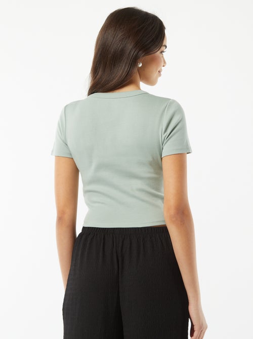 T-shirt cropped manches courtes - Kiabi