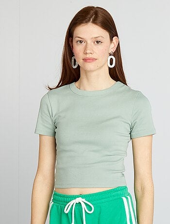 T-shirt cropped manches courtes