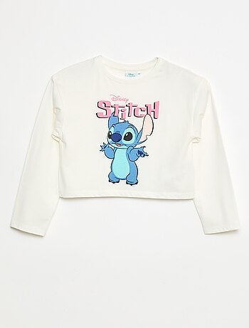 T-shirt cropped 'Stitch' à manches longues et col rond