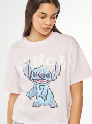 T-shirt cropped Stitch de Disney à manches courtes