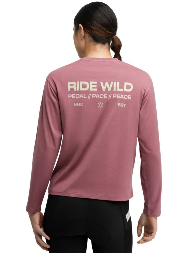 T-shirt cyclisme gravel coton manches longues femme cyclisme femme rutted-w brow Marron - Kiabi
