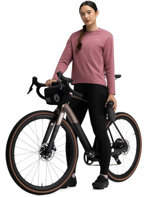 T-shirt cyclisme gravel coton manches longues femme cyclisme femme rutted-w brow - Kiabi