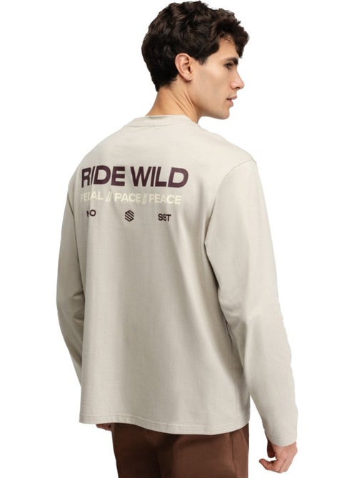 T-shirt cyclisme gravel coton manches longues homme cyclisme homme rutted - Kiabi