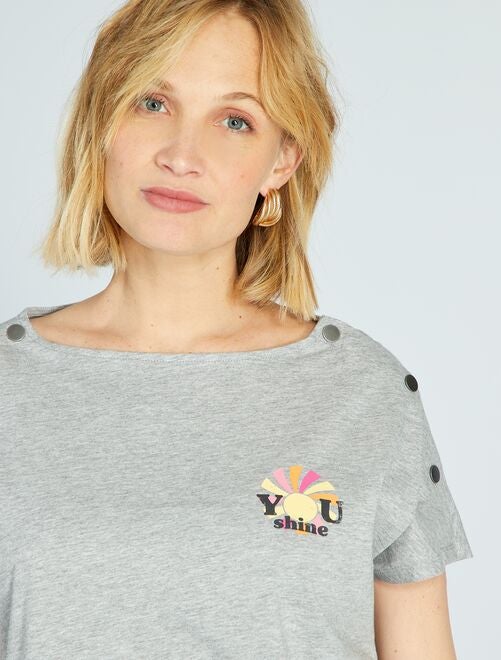 T-shirt d'allaitement avec col boutonné - Kiabi