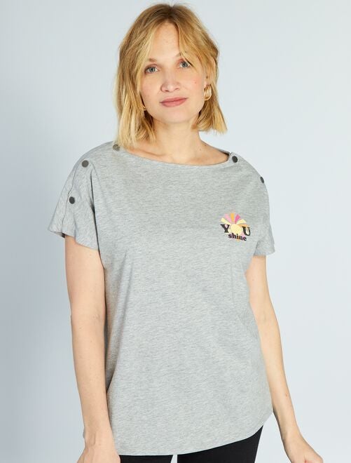 T-shirt d'allaitement avec col boutonné - Kiabi