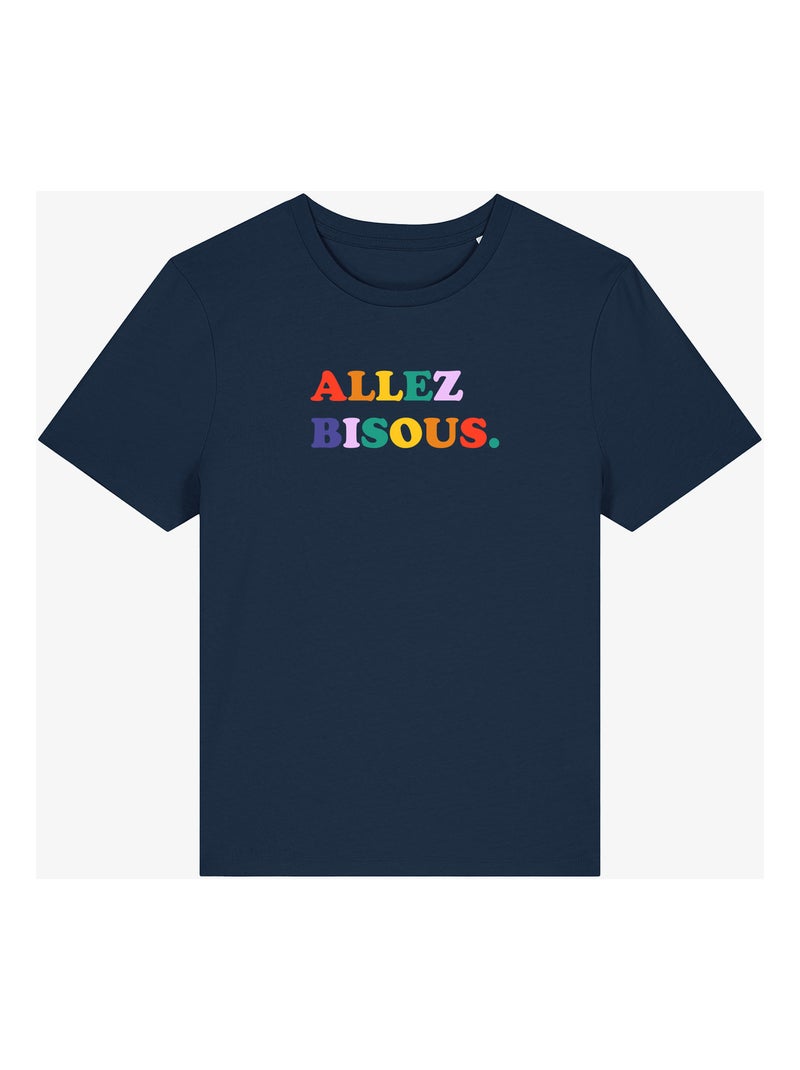 T-shirt Dames - ALLEZ BISOUS Marineblauw - Kiabi