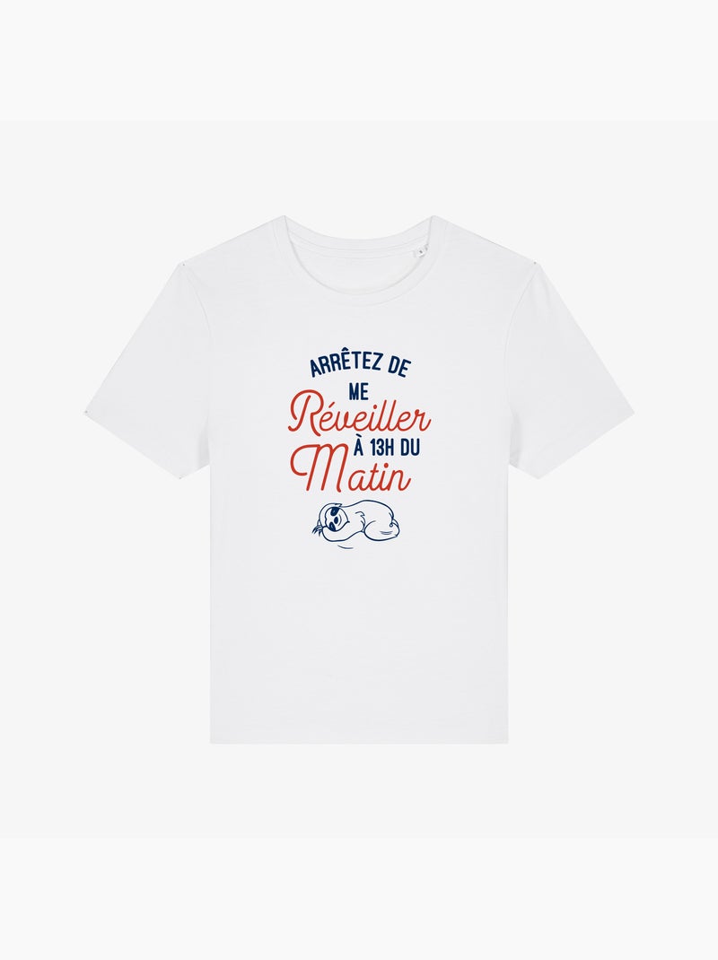 T-shirt Dames - ARRÊTEZ DE ME RÉVEILLER À 13H DU MATIN Wit - Kiabi