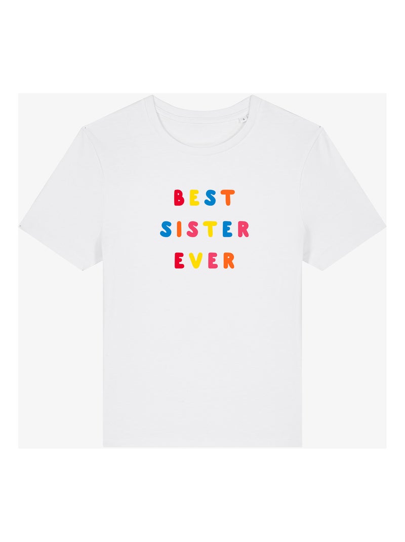 T-shirt Dames - BEST SISTER EVER COLORÉE WAF Wit - Kiabi