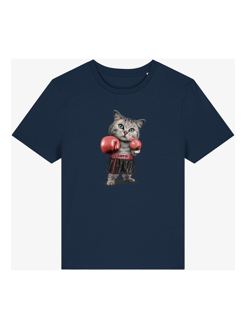 T-shirt Dames - BOXING CAT Marineblauw - Kiabi