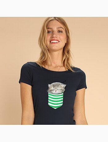 T-shirt Dames - CAT IN THE POCKET