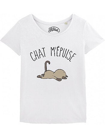 T-shirt dames - chat m'epuise