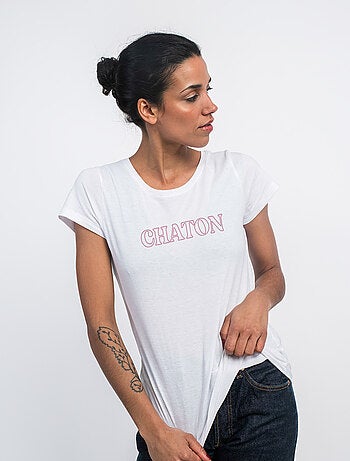 T-shirt Dames - CHATON ROSE
