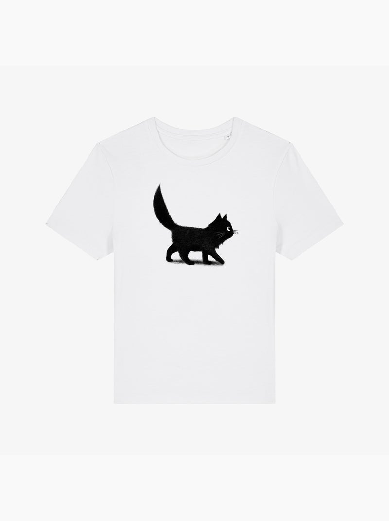 T-shirt Dames - CREEPING CAT Wit - Kiabi