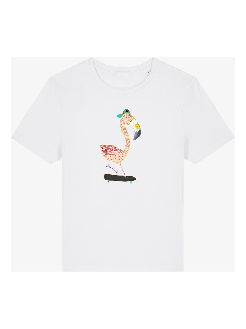 T-shirt Dames - FLAMINGO SKATER Wit - Kiabi