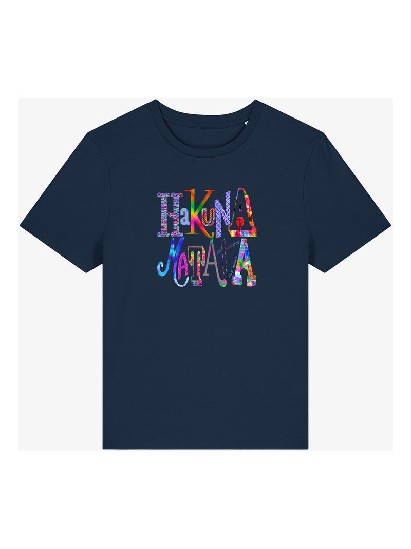 T-shirt Dames - HAKUNA MATATA COLOR Marineblauw - Kiabi