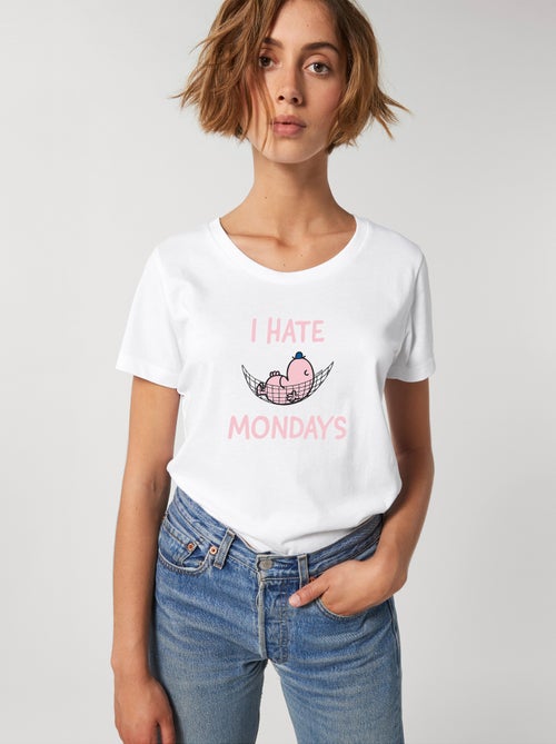 T-shirt Dames - I HATE MONDAYS ROSE - Kiabi