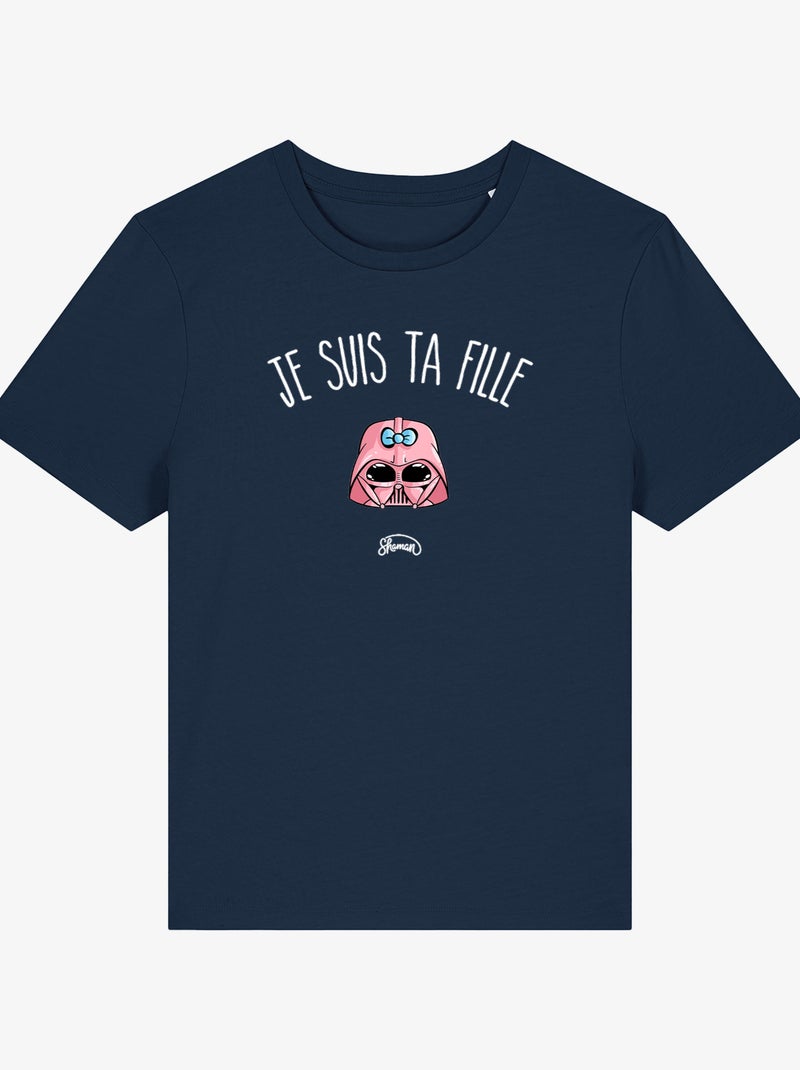 T-shirt Dames - JE SUIS TA FILLE Marineblauw - Kiabi