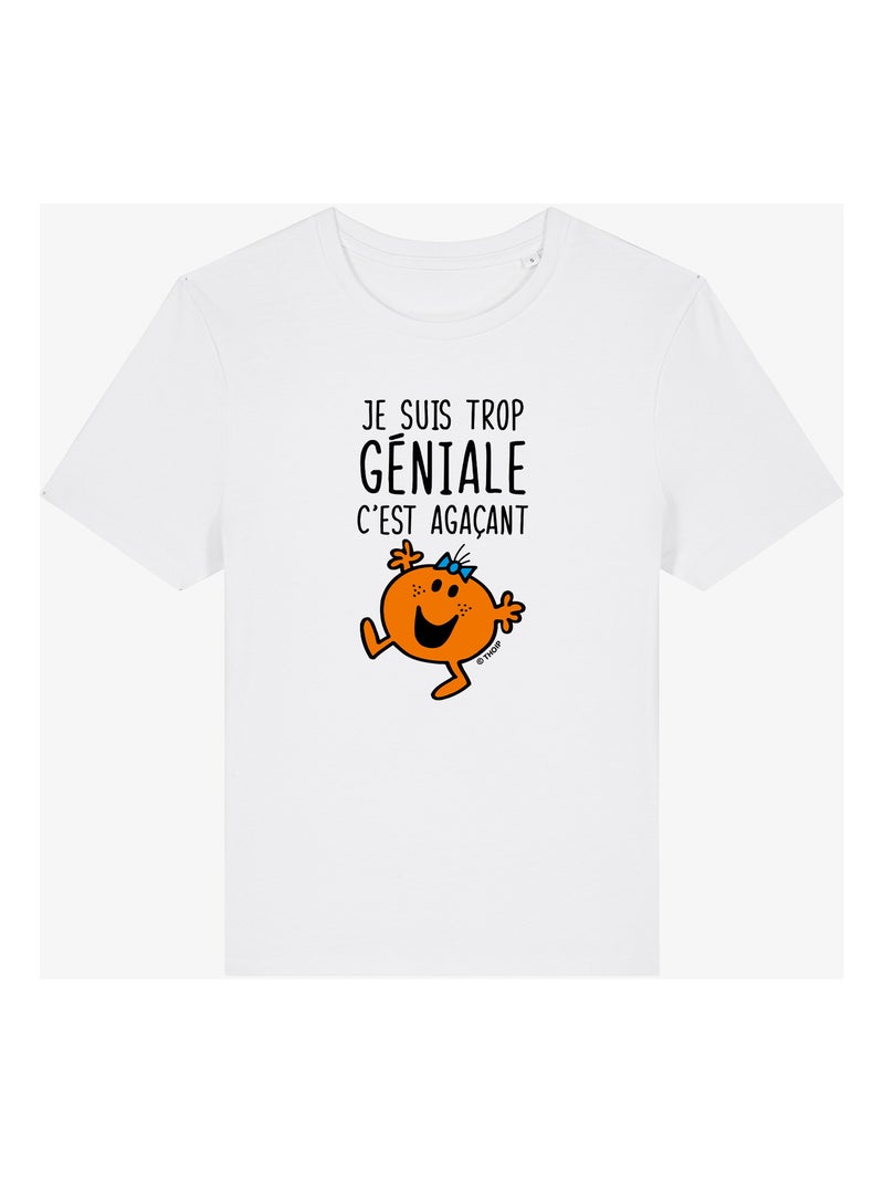 T-shirt Dames - JE SUIS TROP GÉNIALE C'EST AGAÇANT Wit - Kiabi