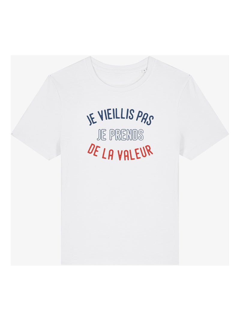 T-shirt Dames - JE VIEILLIS PAS JE PRENDS DE LA VALEUR ENKR Wit - Kiabi
