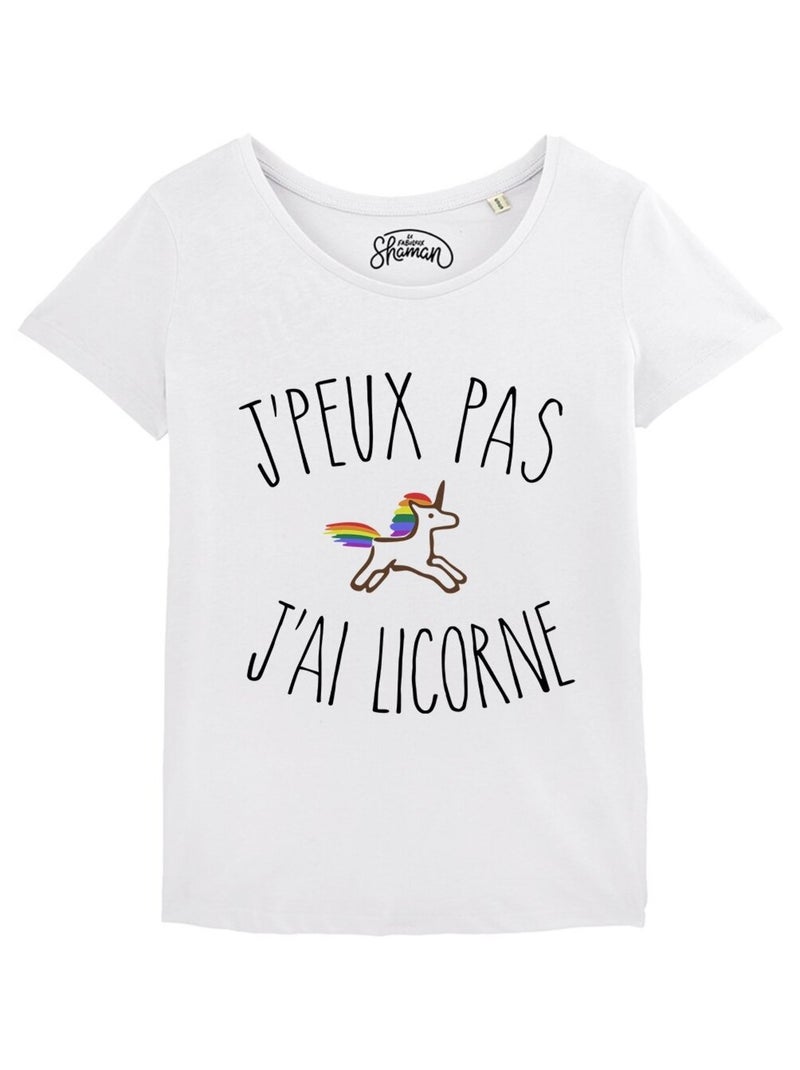 T-shirt Dames - J'PEUX PAS J'AI LICORNE Wit - Kiabi