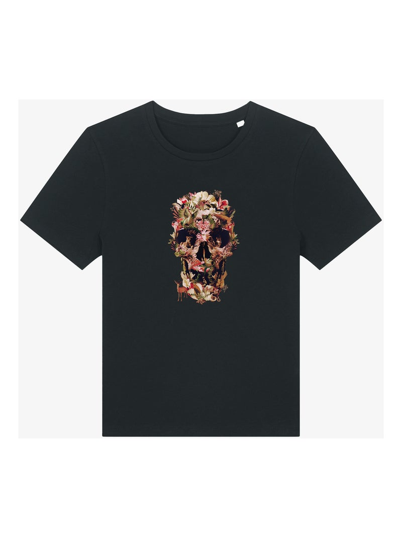 T-shirt Dames - JUNGLE SKULL Zwart - Kiabi