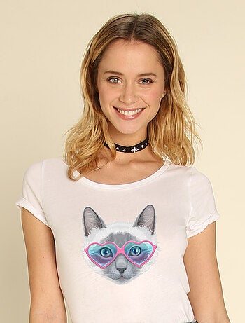 T-shirt Dames - KITTY SUNGLASSES