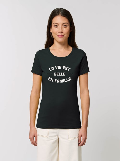 T-shirt Dames - LA VIE EST BELLE EN FAMILLE 2 FACE - Kiabi T-shirt Dames - LA VIE EST BELLE EN FAMILLE 2 FACE - Kiabi