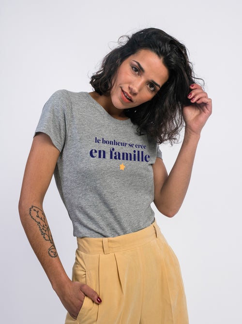 T-shirt Dames - LE BONHEUR SE CRÉE EN FAMILLE - Kiabi