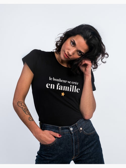 T-shirt Dames - LE BONHEUR SE CRÉE EN FAMILLE - Kiabi