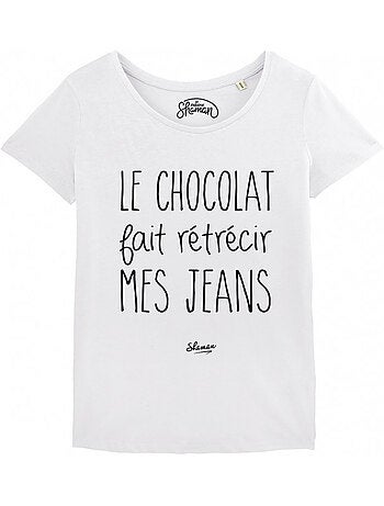T-shirt dames - le chocolat fait retrecir mes jeans