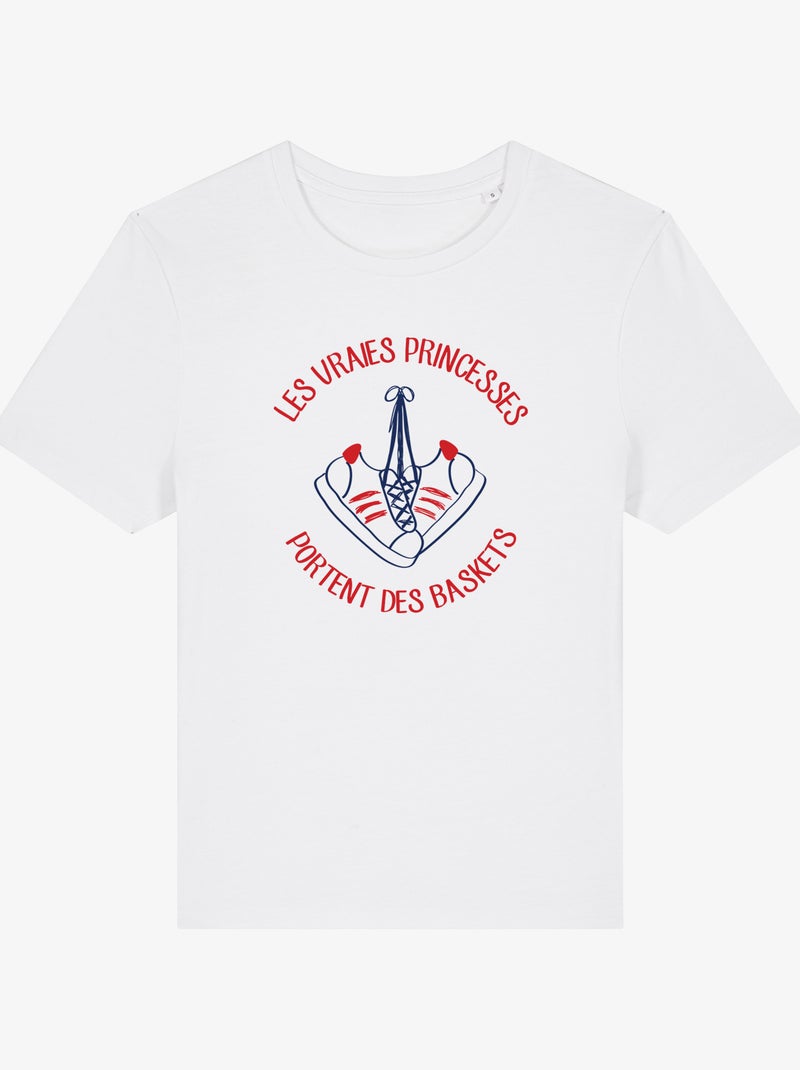 T-shirt Dames - LES VRAIES PRINCESSES PORTENT DES BASKETS Wit - Kiabi