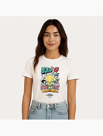 T-shirt Dames - LONELEY TUNES TWEETY 80TH BAD